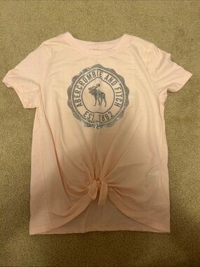 abercrombie kids Light Pink Tie-Front Logo Tee